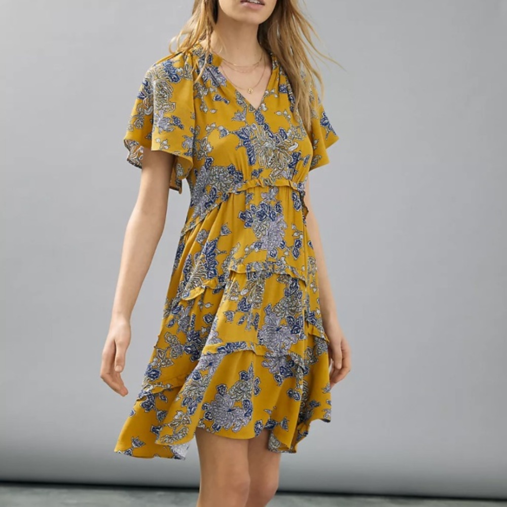 By Anthropologie Robin Tiered Mini Dress size s